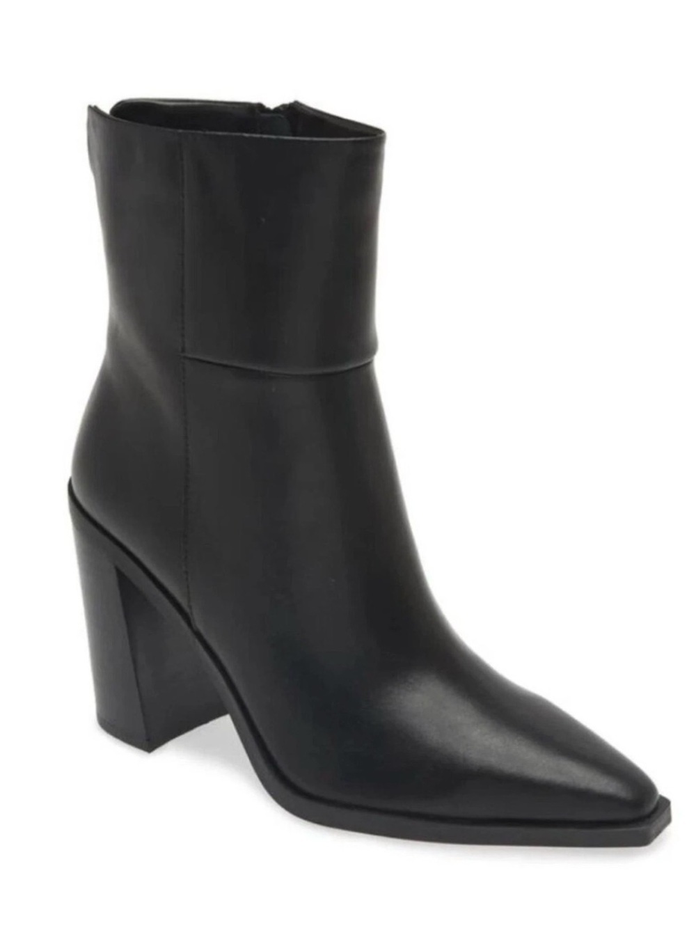Steve Madden Silvee Black Leather Block Heel Snip Toe Boots -  Size 10M, NWOB